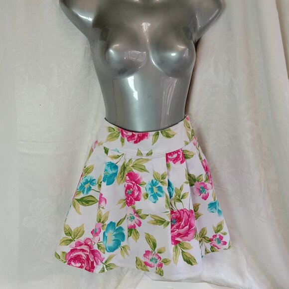 Le Chateau Size 7/8 Cotton Flower Floral White Pink Blue Peony Y2K Vintage Med - Picture 2 of 14